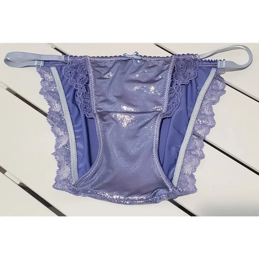 Victoria's Secret Dream Angels String Bikini Panty Shiny Lace Purple Jazz XS